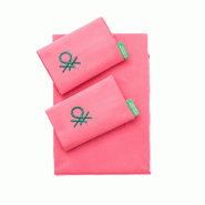 Benetton - Ensemble 3 Pièces Lit Simple : Drap Plat (160x290cm), Drap-Housse (90x200cm), 1 Taie d'Oreiller (50x80cm) 100% Coton Rose - rose BE554
