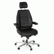 Chaise de bureau / fauteuil bureau 24 HOURS cuir noir hjh OFFICE - noir cuir 608901
