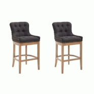 CLP Lot de 2 Tabourets de Bar Lakewood en Tissu Noir /Antique clair - noir textile 304588 CLP Lot de 2 Tabourets de Bar Lakewood en Tissu Noir /Antique clair - noir textile 304588