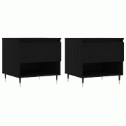 Décoshop26 - Lot de 2 tables de chevets avec tiroir 50 x 46 x 50 cm bois d'ingénierie noir et métal DEC040414 - noir métal 3000264925795