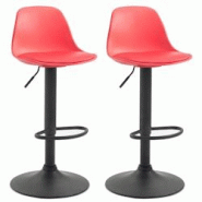 Décoshop26 - Lot de 2 tabourets de bar moderne et confortable assise en PVC rouge coque en plastique et pieds en métal noir 10_0004238 - noir 300025 Décoshop26 - Lot de 2 tabourets de bar moderne et confortable assise en PVC rouge coque en plastique et pieds en métal noir 10_0004238 - noir 300025