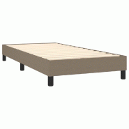 Décoshop26 - Sommier à lattes sur pieds cadre de lit 90x190 cm tissu taupe TDL0206921 - 3001006332697
