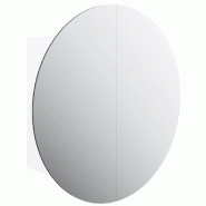 Helloshop26 - Armoire de salle de bain murale miroir rond LED 47 x 47 x 17 cm espace de rangement moderne en bois blanc 02_0047108 - blanc verre 30002