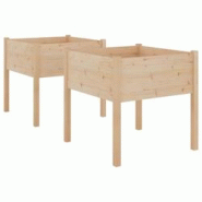 Helloshop26 - Jardinière bac lit surélevé plantes fleurs jardin terrasses d'extérieur lot de 2 70 x 70 x 70 cm bois de pin massif 02_0038904 - 300