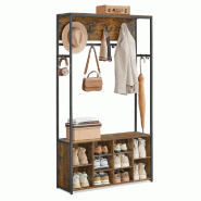 Helloshop26 - Porte-manteau meuble d'entrée avec étagères à chaussures 32 x 100 x 180 cm étagères réglables compartiments ouverts 12_0007072 -