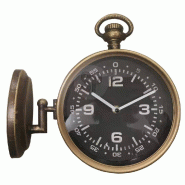 Horloge murale de gare double face en métal L27,5 x P10 x H25cm