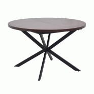 Oviala Business Table à manger ronde extensible en MDF et aluminium noir et bois foncé, L 0 x l 0 x h 75 cm Oviala - marron 115492