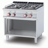 Redcook Cuisinière à gaz à 4 feux avec flamme pilote sur le compartiment ouvert. Structure en acier inoxydable. Dimensions 80x70,5 h 90 cm. Modèle