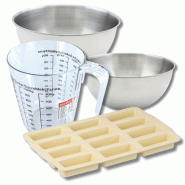 Set pâtisserie avec moule pour 12 barres de céréales, 2 bols à mixer, verre mesureur et spatule Zenker - beige silicone 3176239937343
