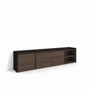 SKRAUT HOME Meuble TV, Banc Télé, 207x50x35 cm, Pour les TV jusqu'à 80", Meubles de salon, Chêne foncé et Noir - marron Bois manufacturé 640_1