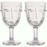 Verre à pied Visage transparent 8 x 16.5 cm Lot de 2 Opjet - 3700866353087 Verre à pied Visage transparent 8 x 16.5 cm Lot de 2 Opjet - 3700866353087