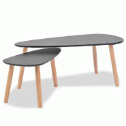 VidaXL Ensemble de tables basses 2 pcs Bois de pin massif Noir Modèle Atlas Office Riviera - 244732