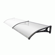 WASABI Marquise Porte Extérieure 120x80cm – Polycarbonate Solide 2,7mm – Supports Aluminium – Auvent Protection - noir Polycarbonate BMA000007