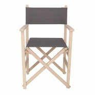 WellHome - Fauteuil director sunset finition non vernie - toile grise 51x46x86 cm - gris WH13259