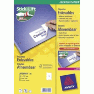 AVERY 25 étiquettes enlevables blanches, format 210 x 297 mm (25 feuilles A4 / cdt) - 3266550132395