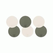 Bjorn Sous-verre rond réversible - 6 pièces - Cuir recyclé blanc crème et vert de gris - multicolore 3701488308226 Bjorn Sous-verre rond réversible - 6 pièces - Cuir recyclé blanc crème et vert de gris - multicolore 3701488308226