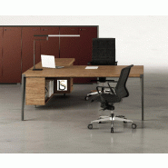 Bureau d'angle avec crédence bois X9- Officity - 212, Droite, Orme gris_1