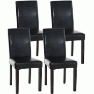 CLP Lot de 4 Chaises de salle à manger Ina similicuir avec pieds en Bois Noir /Marron foncé - noir polyester 181063101 CLP Lot de 4 Chaises de salle à manger Ina similicuir avec pieds en Bois Noir /Marron foncé - noir polyester 181063101