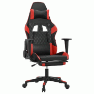 Décoshop26 - Fauteuil de bureau chaise gaming avec coussin lombaire avec repose-pieds en PVC noir et rouge DEC025858 - rouge 3000255494255