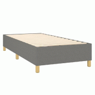 Décoshop26 - Sommier à lattes sur pieds cadre de lit 90x190 cm tissu gris foncé TDL0207102 - gris 3001162788000