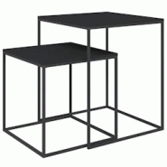 Helloshop26 - Ensemble de table basse lot de 2 bois d'ingénierie et métal noir 02_0042117 - 3000213656077 Helloshop26 - Ensemble de table basse lot de 2 bois d'ingénierie et métal noir 02_0042117 - 3000213656077