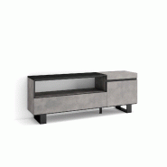 SKRAUT HOME Meuble TV, Banc Télé, 150x57x35cm, Pour les TV jusqu'à 65", Design industriel, Ciment - gris Bois manufacturé 56_2