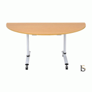 Table de réunion demi-lune  sur roulettes. - Argent Ral 9006, Blanc_0