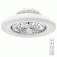 TecTake GmbH tectake Plafonnier avec ventilateur, STORM, LED, 3 vitesses, intensité variable, télécommande, minuterie, Ø 50 cm, blanc - blanc mult