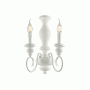 Bonetti Illumina Cascina Applique En Bois Et Fer Laqué Blanc Shabby 2 Lumières .25 P.18 Bl265-Ap2-Bco - blanc 8050713217808
