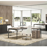 Bureau Manager avec retour X5 - Officity. - 180, Anthracite, Blanc