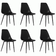 Chaises à manger lot de 6 noir PP Modèle Nova Métal - 3082342