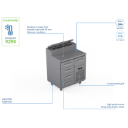 Comptoir réfrigéré en acier inoxydable - 800 × 660 × 900 mm - CSTV-80-40 Comptoir réfrigéré en acier inoxydable - 800 × 660 × 900 mm - CSTV-80-40
