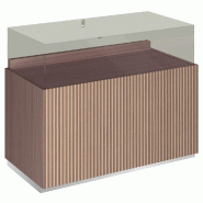 Comptoir T01 vitrine 4 Faces et MDF naturel+noyer - 120x60x93cm