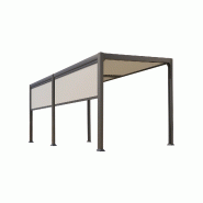COULEURS DU MONDE Pergola bioclimatique Brisbane 3x4m aluminium avec lames orientables et 2 écrans frontaux coulissants - gris aluminium 3700263329395 COULEURS DU MONDE Pergola bioclimatique Brisbane 3x4m aluminium avec lames orientables et 2 écrans frontaux coulissants - gris aluminium 3700263329395