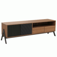 Décoshop26 - Meuble TV avec 2 tiroirs portes et compartiments de rangement 48x155x40 cm en MDF finition mélaminée et métal 04_0009209 - métal 300 Décoshop26 - Meuble TV avec 2 tiroirs portes et compartiments de rangement 48x155x40 cm en MDF finition mélaminée et métal 04_0009209 - métal 300