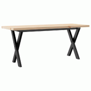 Décoshop26 - Table basse rectangulaire style industriel cadre en x 110 x 40 x 45,5 cm bois de pin et acier noir DEC036258 - noir acier 3000261125907