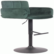 Décoshop26 - Tabouret de bar pivotant en velours vert et métal noir avec accoudoirs repose-pieds et dossier TDB10650 - noir métal 3002471132690