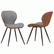 Ensemble de 2 chaises de salle à manger COSTWAY, chaises rembourrées avec dossier incurvé et patins réglables - gris métal VH33750SD-4