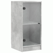 Helloshop26 - Armoire latérale with portes vitrées espace de rangement 35 x 37 x 75 cm en bois gris béton 02_0049319 - gris verre 3000235784666