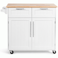 Helloshop26 - Chariot de cuisine à roulettes 94 x 45 x 94,5 cm 2 tiroirs et 2 portes rangement pratique et décoratif en bois blanc - blanc Bois man Helloshop26 - Chariot de cuisine à roulettes 94 x 45 x 94,5 cm 2 tiroirs et 2 portes rangement pratique et décoratif en bois blanc - blanc Bois man