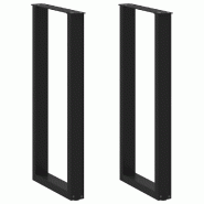 Helloshop26 - Lot de 2 pieds de table de bar en U dimensions 50 x 100 cm avec niveleurs réglables design moderne en acier noir 02_0057472 - noir acie