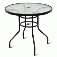 Helloshop26 - Table de jardin ronde 80 x 80 x 72 cm avec trou de parasol design moderne en métal noir 20_0013999 - noir métal 3000228034839