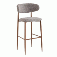 Lot de 2 tabourets de bar hortense gris-brun, 105x49x55 cm, France mobilier chr - 3760326527823