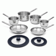 Lot de 4 casseroles 16/18/20/22 cm et 2 poêles en inox 20/28 cm et couvercles Fackelmann Rhona - gris inox 3176239913354