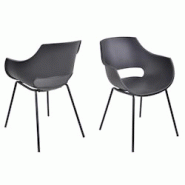 Möbilia Chaises, lot de 2 | Coque d'assise en plastique | Structure métallique | L 51 x P 57,5 x H 85 cm | Noir - noir multi-matériau 21020071 Möbilia Chaises, lot de 2 | Coque d'assise en plastique | Structure métallique | L 51 x P 57,5 x H 85 cm | Noir - noir multi-matériau 21020071