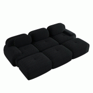 Merax Canapé modulaire en corde 3 places avec 3 tabourets, canapé nuage sans cadre, près du sol avec assise profonde, peut également être utilis�_0