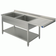 Plonge inox sur piètement avec étagère inférieure et 2 bacs à gauch... - PGLA0037