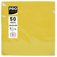 Pronappe - Réf.SV622024I - Carton de 800 Serviettes Cocktail ouate 2 plis - papier micro gaufré - 20 X 20 cm - 16 paquets de 50 serviettes Jaune - j