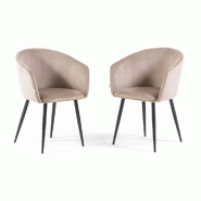 RATTATAN Lot 2 chaises d’intérieur en velours avec pieds en métal, design élégant, pour cuisine, salle à manger, bureau et restaurants –ELLEN