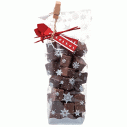 Sachet transparent fond polypro - Flocons blancs - 12x4,8x27.5cm - Par 100
